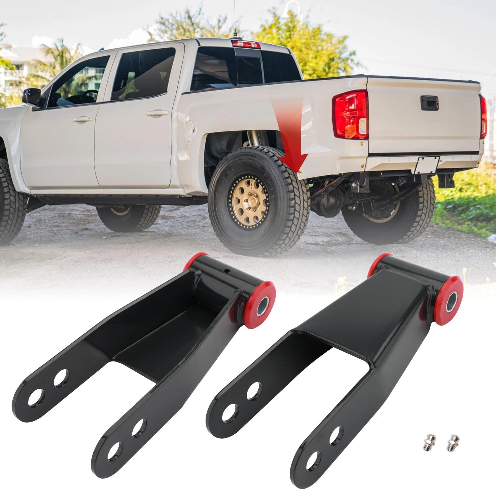 Lowering Shackle Kit, 2" Rear Drop, Fits 1999-2019 Chevy Silverado 1500. 2007 Chevy Silverado 1500 Classic