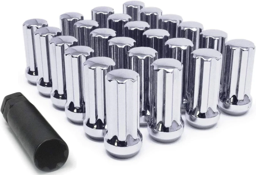 2"CHROME TRUCK 7 SPLINE NUTS, 14X1.5 ( 25 IN A BOX )
